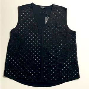 Dkny BLACK STUDDED SLEEVELESS TOP